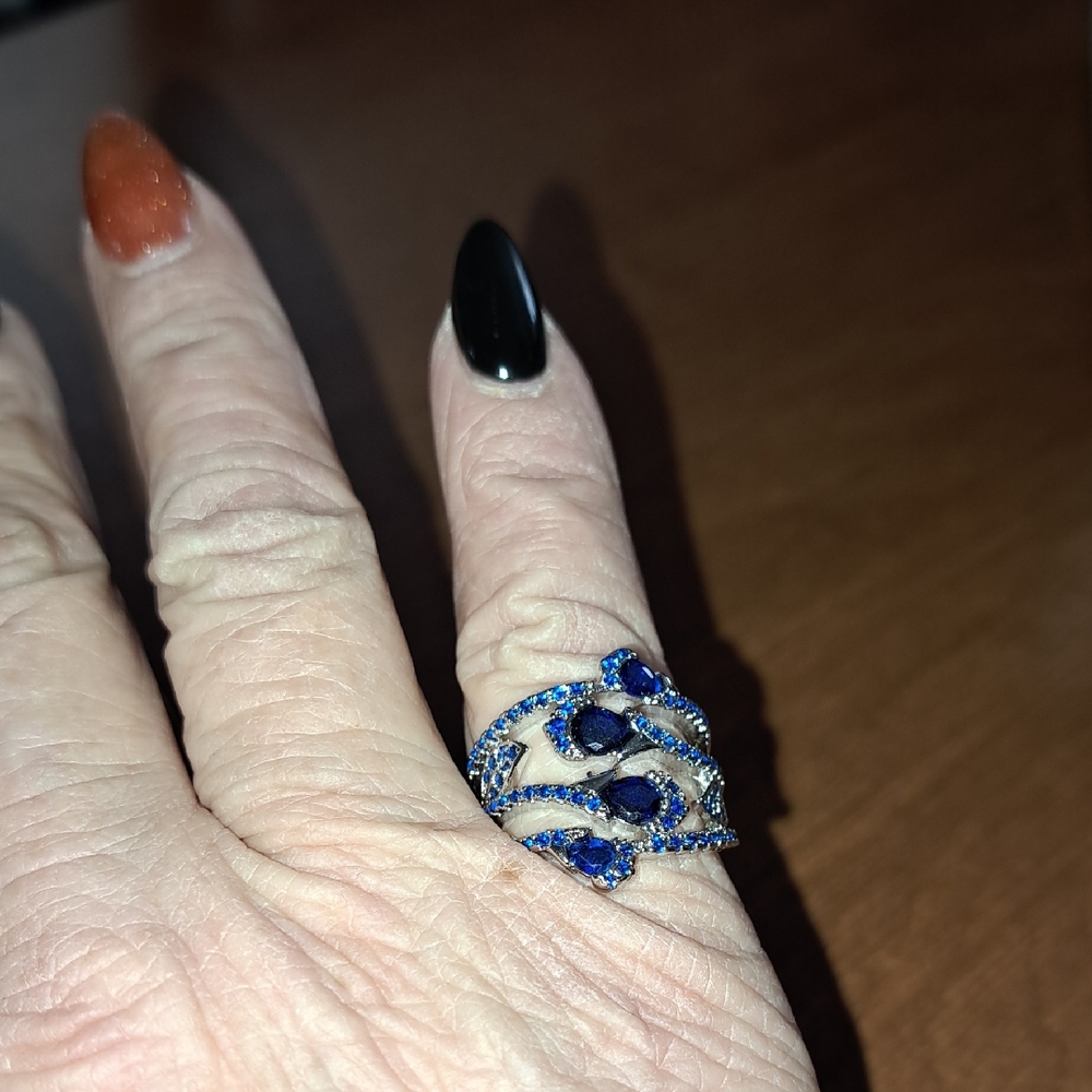 Elegant Blue Gemstone Women's Ring 7